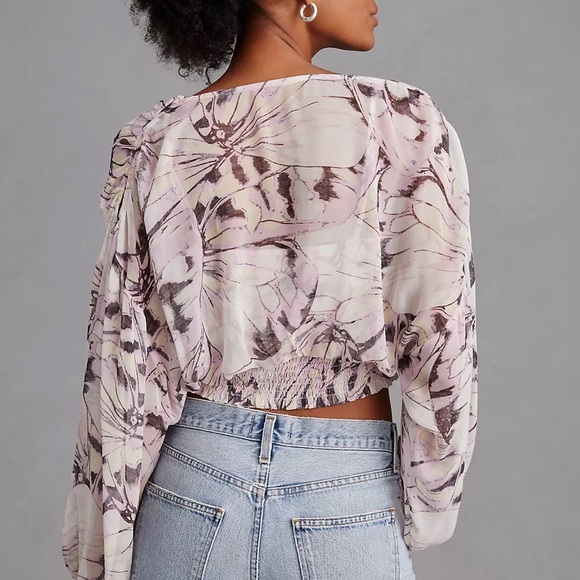 Anthropologie Sheer Peasant Top - Picture 3 of 7